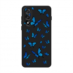 Матовый силиконовый чехол Синие бабочки на OnePlus Nord 5