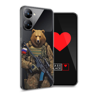 Силиконовый чехол Медведь с автоматом на Realme V30 5G
