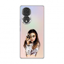 Силиконовый чехол Девушка с бокалом на Honor 80