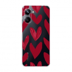 Силиконовый чехол Красные сердечки рисунок на Realme 10 Pro