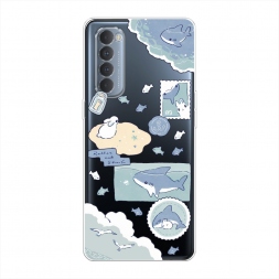 Силиконовый чехол Крольчонок и акула на Oppo Reno 4 Pro