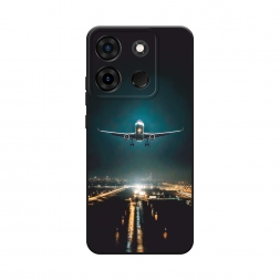 Матовый силиконовый чехол Самолет в ночном небе на Infinix Smart 7 HD