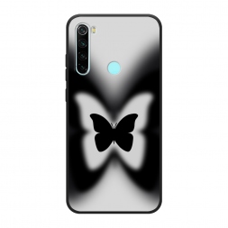 Матовый силиконовый чехол Монохромная бабочка на Xiaomi Redmi Note 8