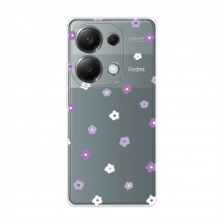Силиконовый чехол Фиолетовые цветочки рисунок на POCO M6 Pro 4G