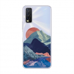 Силиконовый чехол Закат в снежных горах на Vivo Y20