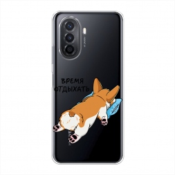 Силиконовый чехол Корги отдыхает на Huawei Nova Y70