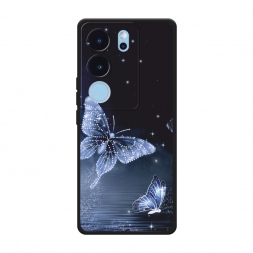 Матовый силиконовый чехол Кристальные бабочки на Vivo V29