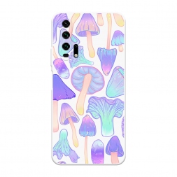 Soft touch белый Пастельные грибы на Honor 20 Pro
