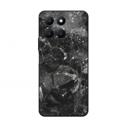Матовый силиконовый чехол Чёрный кристалл текстура на Honor X6A