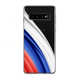 Силиконовый чехол Флаг России уголок на Samsung Galaxy S10