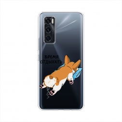 Силиконовый чехол Корги отдыхает на Vivo V20 SE
