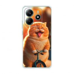 Силиконовый чехол Кот на велике на Xiaomi Redmi Note 14 5G
