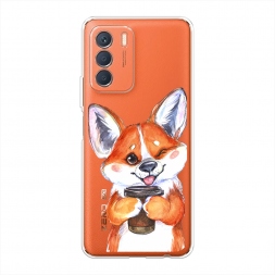 Силиконовый чехол Корги с кофе на Infinix Zero 5G 2023