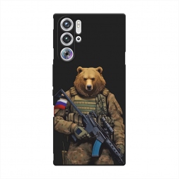 Матовый силиконовый чехол Медведь с автоматом на ZTE Nubia Red Magic 9 Pro