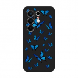 Матовый силиконовый чехол Синие бабочки на Tecno Camon 50 4G