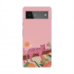 Силиконовый чехол Розовый леопард на дереве 1 на Google Pixel 6