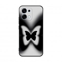 Матовый силиконовый чехол Монохромная бабочка на Oppo A6 Pro