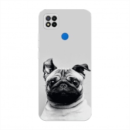 Силиконовый чехол Ушастый мопс на Xiaomi Redmi 9C