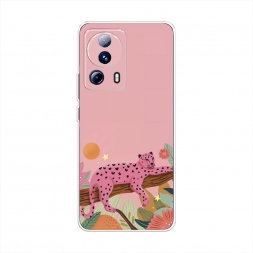 Силиконовый чехол Розовый леопард на дереве 1 на Xiaomi 13 Lite
