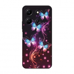 Матовый силиконовый чехол Бабочки в розовом сиянии на Infinix Note 30i