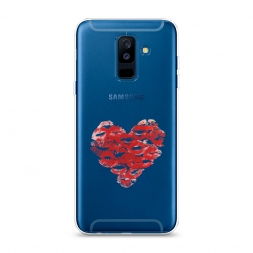 Силиконовый чехол Сердечко из поцелуев на Samsung Galaxy A6 Plus