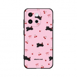 Матовый силиконовый чехол cherry cat на OnePlus 13T