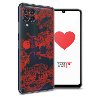 Силиконовый чехол Красный азиатский дракон на Samsung Galaxy M22