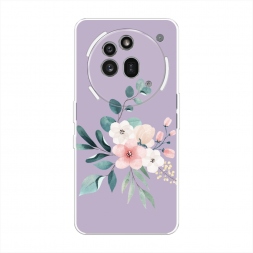 Силиконовый чехол Нежный букет на фиолетовом на Nothing Phone 3a Pro