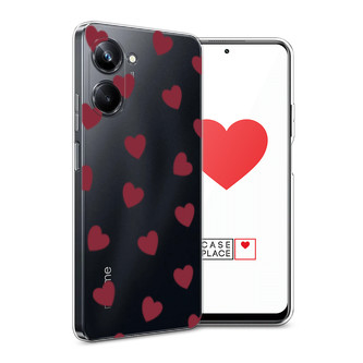 Силиконовый чехол Бордовые сердечки паттерн на Realme 10 Pro