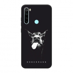 Матовый силиконовый чехол Язык добермана на Xiaomi Redmi Note 8