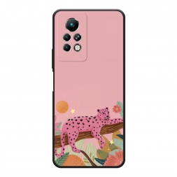 Матовый силиконовый чехол Розовый леопард на дереве 1 на Infinix Note 11 Pro