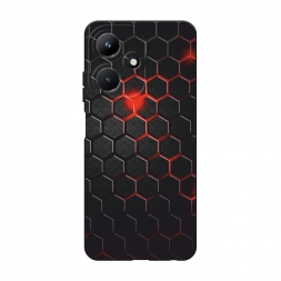 Матовый силиконовый чехол Фон соты красные на Infinix Hot 30i
