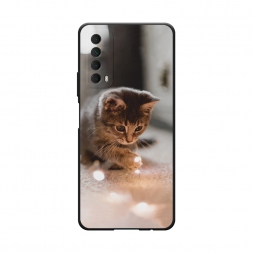 Матовый силиконовый чехол Котенок с огоньками на Huawei P Smart 2021
