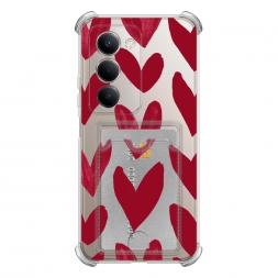 Карман Красные сердечки рисунок на Xiaomi Redmi 15