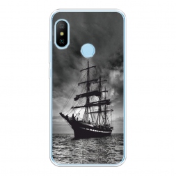 Силиконовый чехол Корабль в пасмурном море на Xiaomi Redmi 6 Plus
