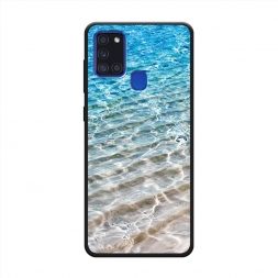 Матовый силиконовый чехол Волны 10 на Samsung Galaxy A21s