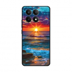 Матовый силиконовый чехол Море на фоне заката на Xiaomi POCO X6 PRO 5G
