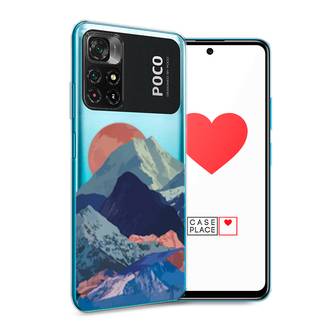 Силиконовый чехол Закат в снежных горах на Xiaomi Poco M4 Pro