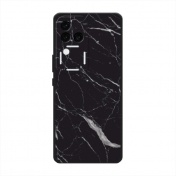 Матовый силиконовый чехол Черный минерал на Vivo V30 Pro