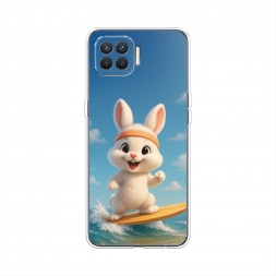 Силиконовый чехол Зайка на сёрфе на Oppo Reno 4 lite