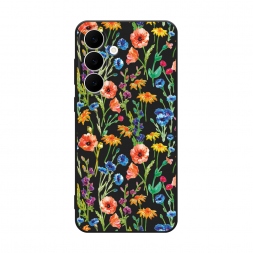 Матовый силиконовый чехол Маки и васильки фон на Samsung Galaxy S26 FE 5G