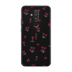 Силиконовый чехол Красные тюльпанчики на Nokia X71