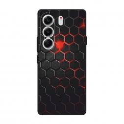 Матовый силиконовый чехол Фон соты красные на Tecno Camon 40 Pro 5G