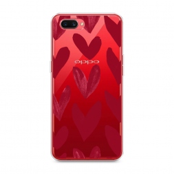 Силиконовый чехол Красные сердечки рисунок на Oppo A3s