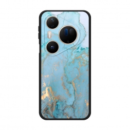 Матовый силиконовый чехол Голубой мрамор рисунок на Huawei Pura 80 Ultra