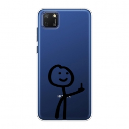 Силиконовый чехол Неприличный человечек чёрный на Honor 9S