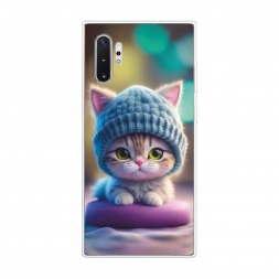 Силиконовый чехол Котик в голубой шапочке на Samsung Galaxy Note 10 Plus