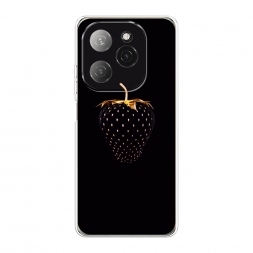 Силиконовый чехол Черно-золотая клубника на Tecno Spark 20 Pro 5G
