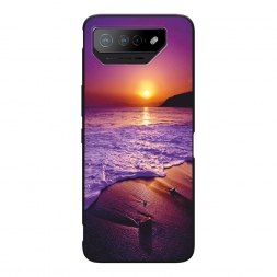 Матовый силиконовый чехол Закат на пляже на Asus ROG Phone 7