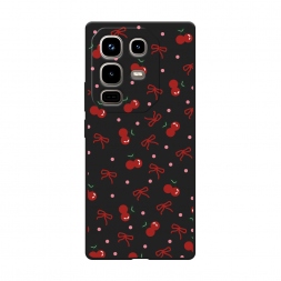 Матовый силиконовый чехол Вишни и ленточки на Infinix Note 50 pro